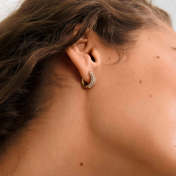 Tatum Small Crystal Hoop Earrings - Gold | Pilgrim
