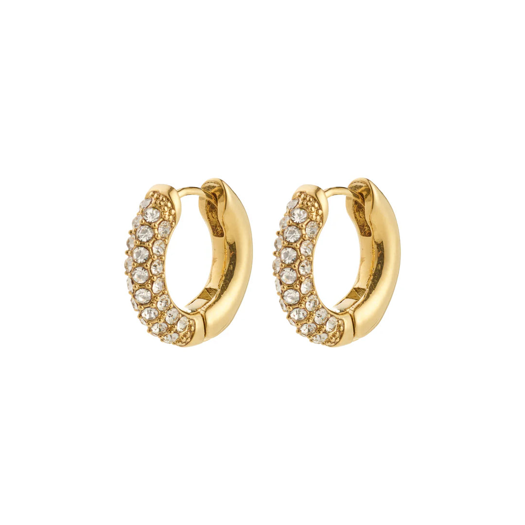 Tatum Small Crystal Hoop Earrings - Gold | Pilgrim