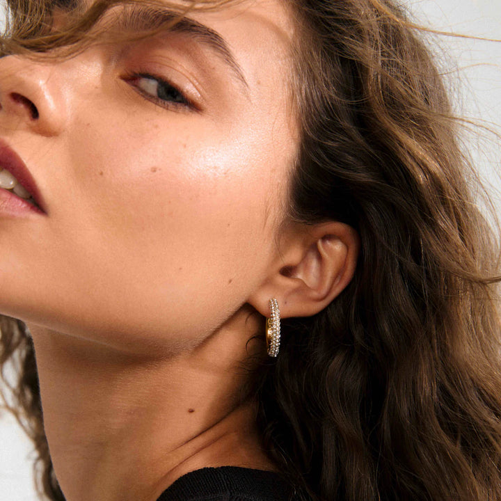 Tatum Large Crystal Hoop Earrings - Gold | Pilgrim
