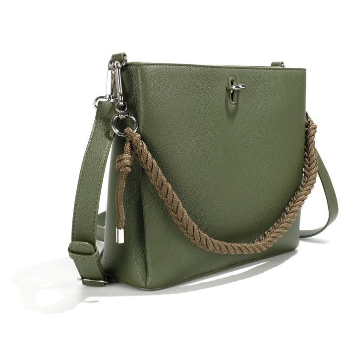 Braid & Lock 'Milli' Shoulder Bag - Khaki | Colab - Clearance