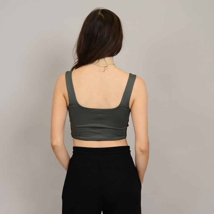 Catherina Cropped Second Skin Tank Top - Dark Ivy | RD Style