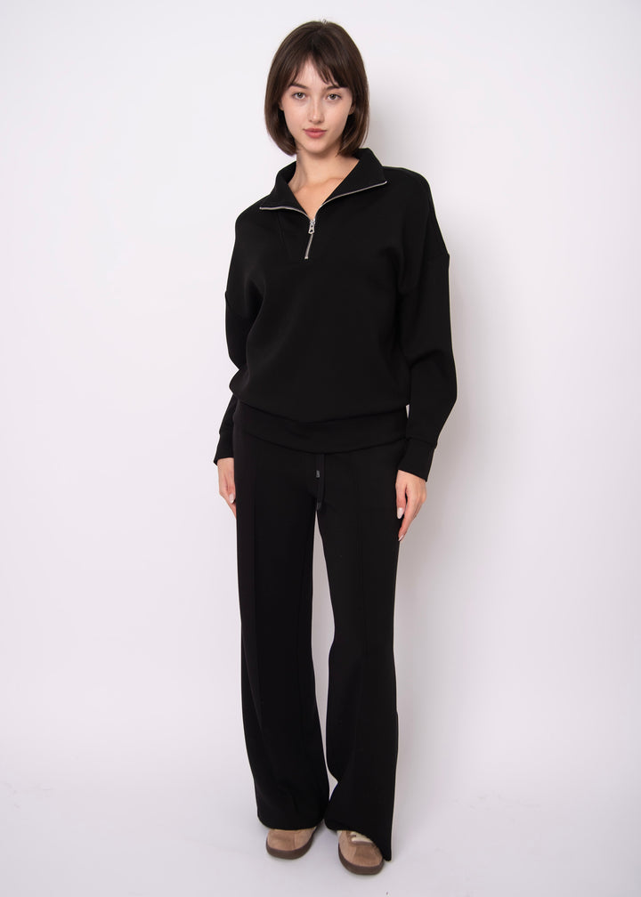 Seanni Soft Knit Half Zip Top - Black | RD STYLE