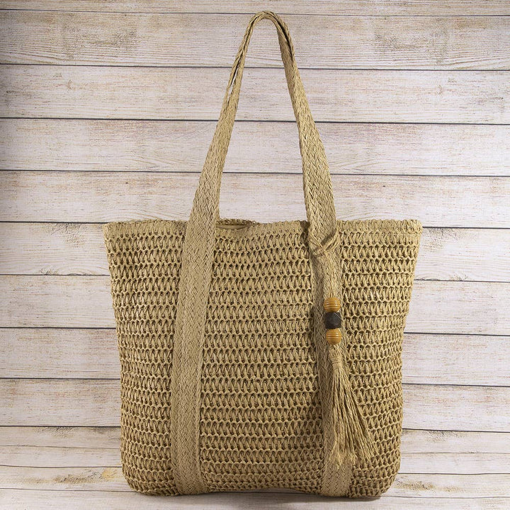 Woven Paper Straw Tote Bag With Tassel | Anarchy Street