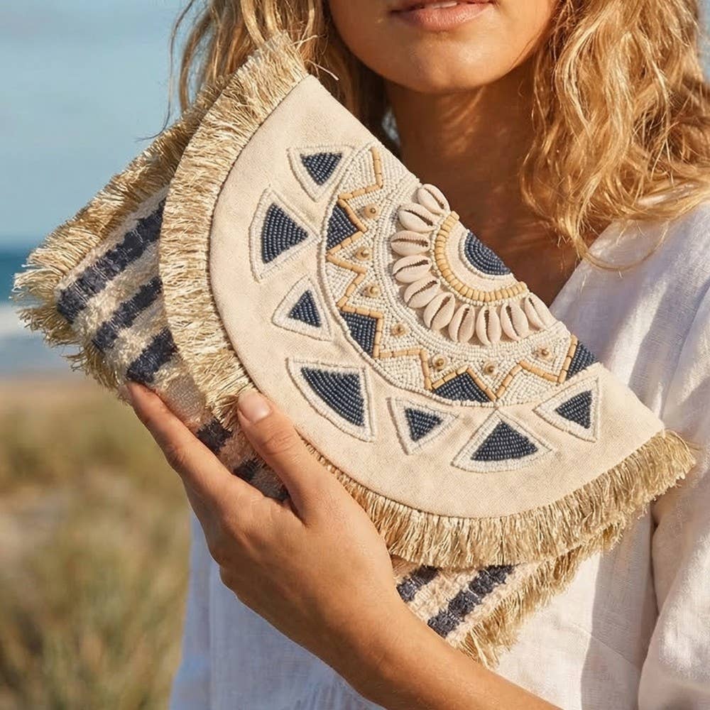 Beaded Fringe Trim Mandala Clutch Bag | Anarchy Street