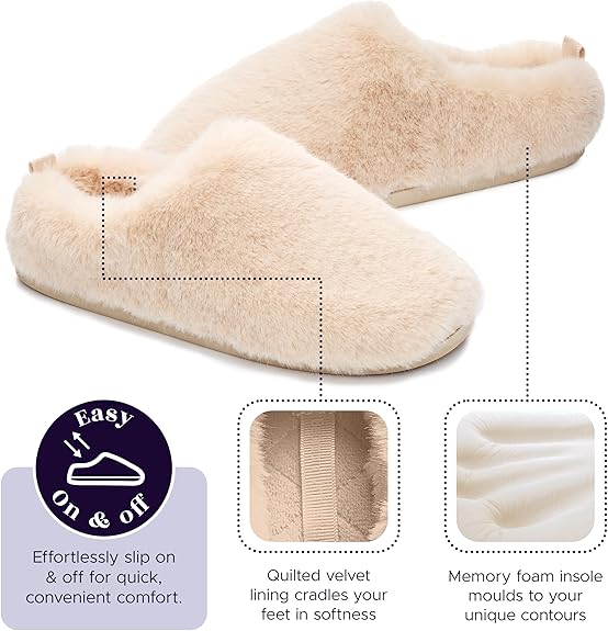 Ariana Luxury Faux Fur Mule Slipper - Gingerbread | Bedroom Athletics