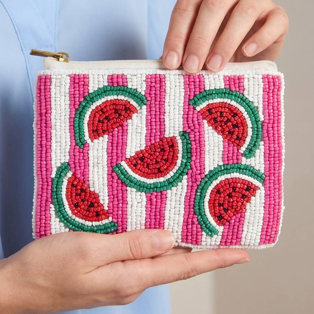 Seed Beaded Striped Watermelon Fruit Coin Purse | Anarchy Street