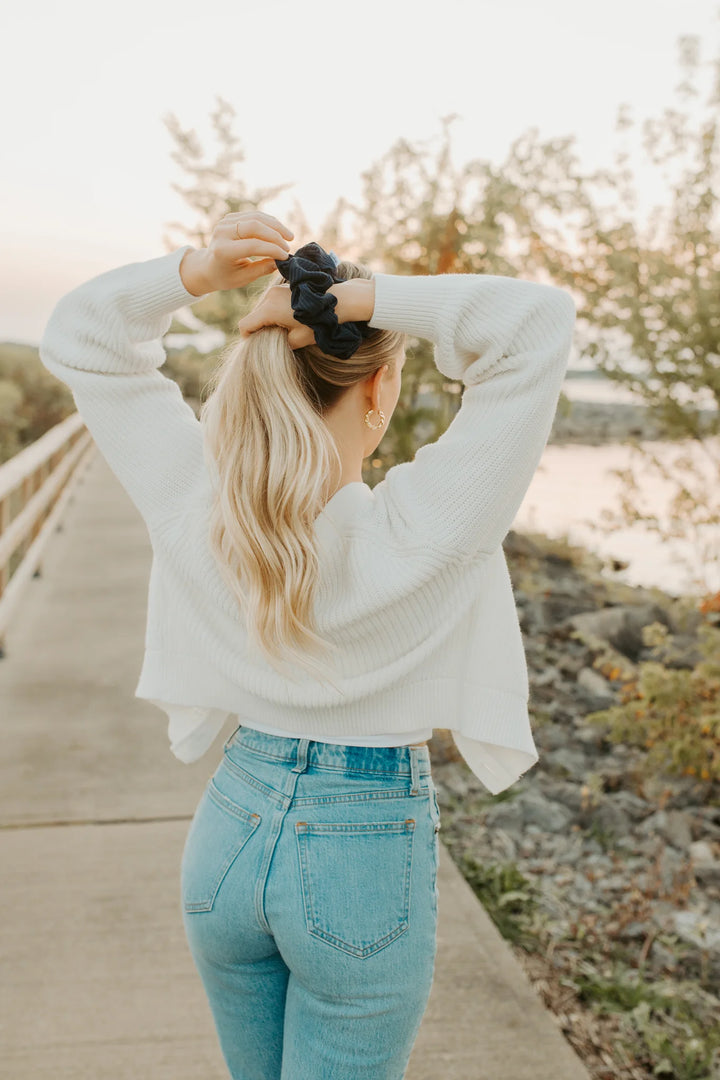 Navy Rib Knit Scrunchie | Barbays