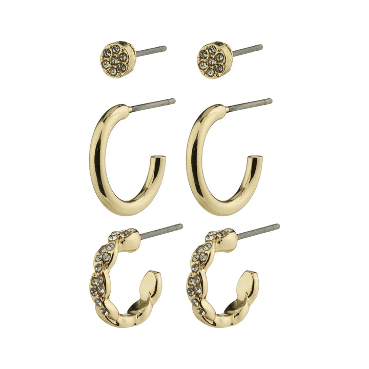 Winny Recycled Hoop and Stud Earrings Gift Set - Gold | Pilgrim