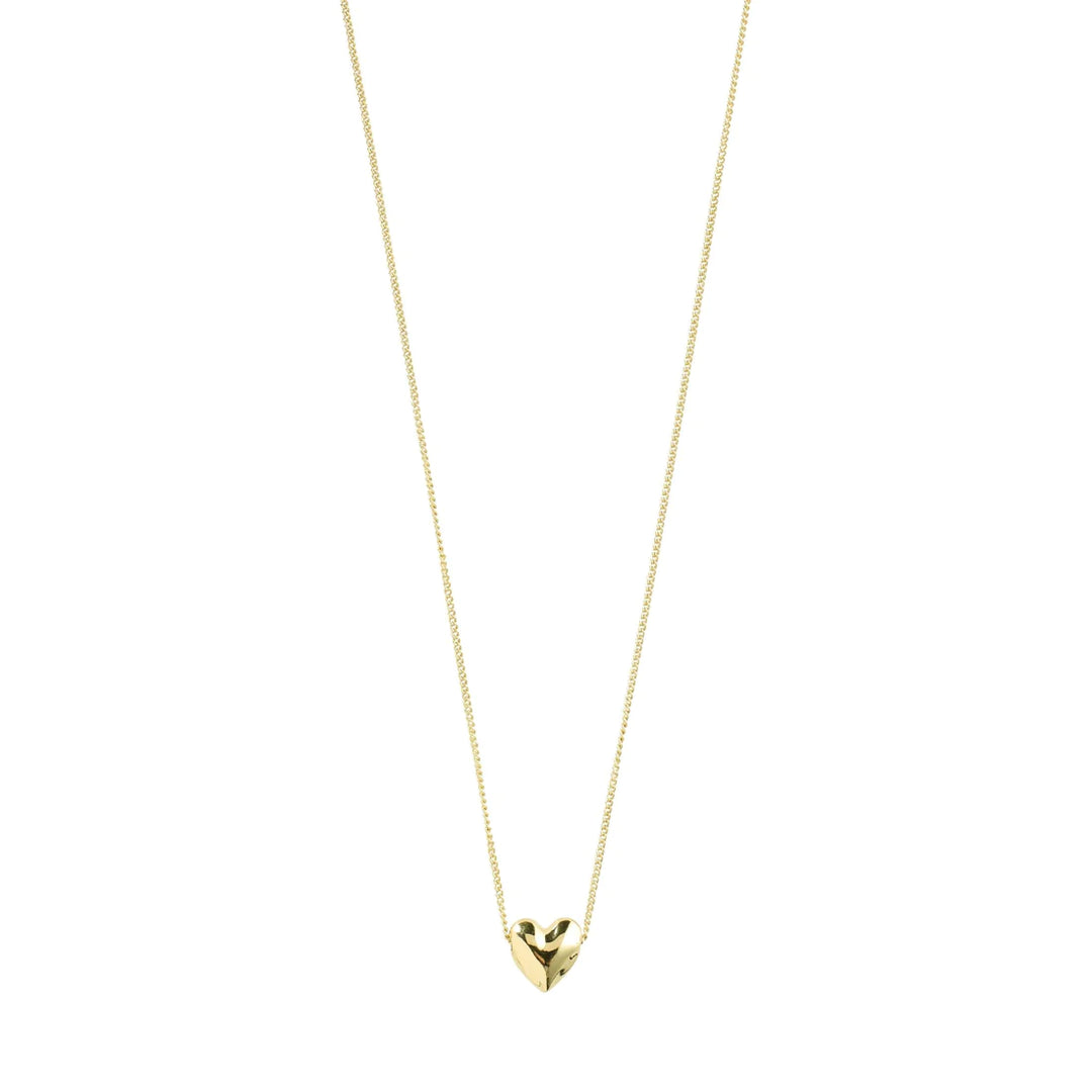Vernica Recycled Heart Necklace & Earrings Gift Set - Gold | Pilgrim