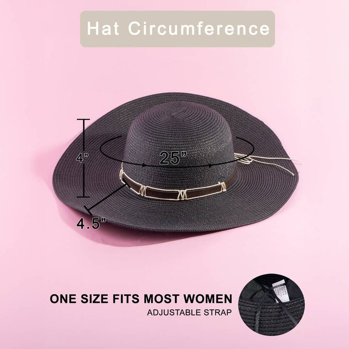 Wide Brim Straw Sun Hat With Cord Hat Band | Anarchy Street