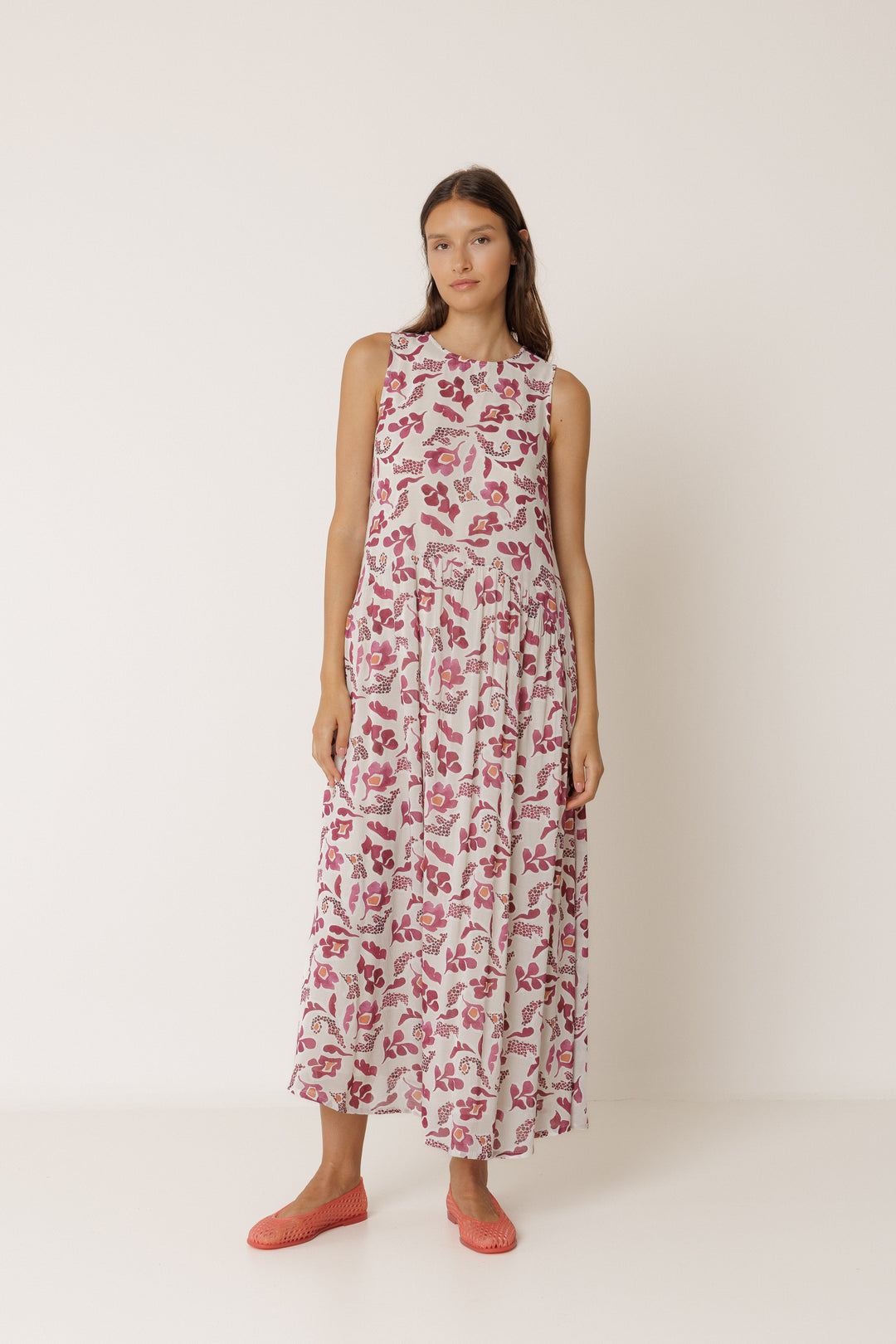 Raspberry Maxi Floral Dress | Indi & Cold