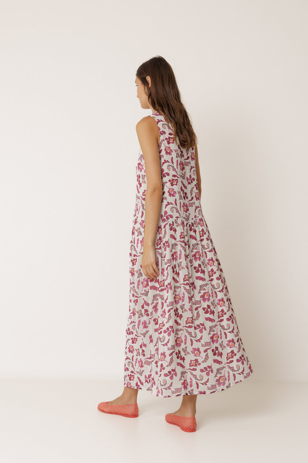 Raspberry Maxi Floral Dress | Indi & Cold
