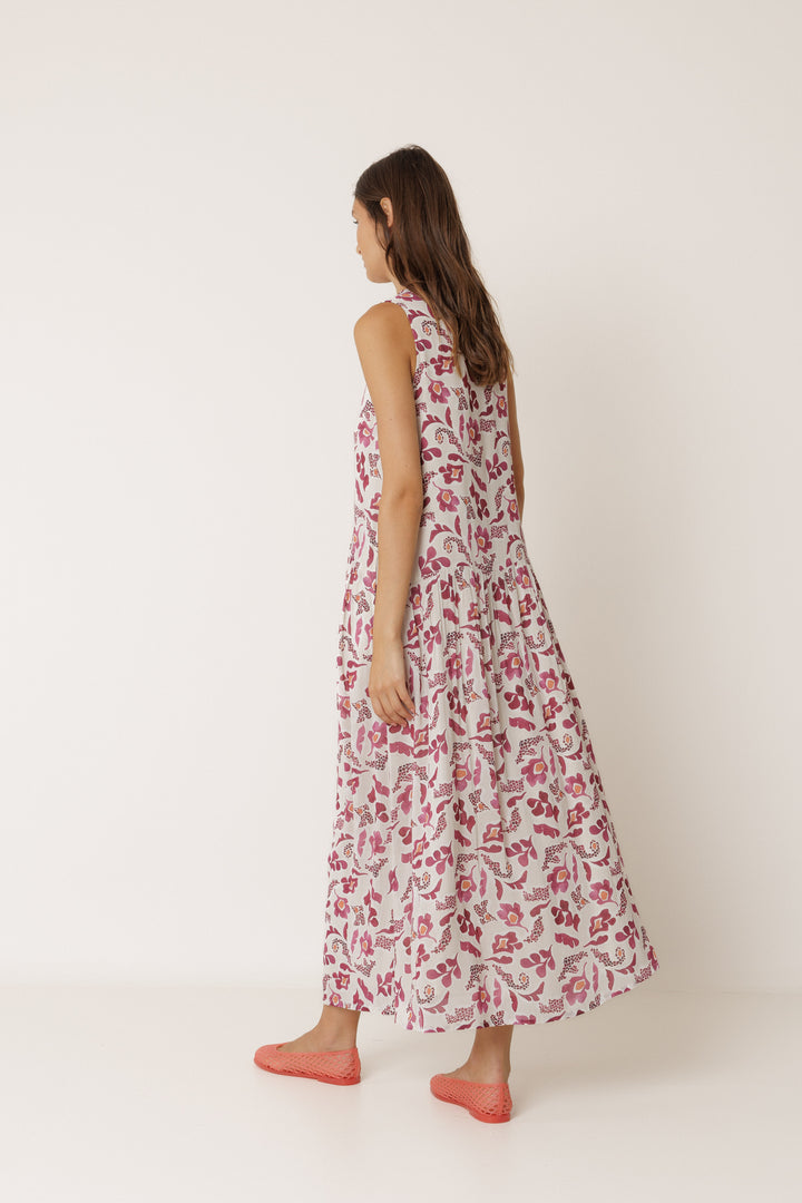 Raspberry Maxi Floral Dress | Indi & Cold