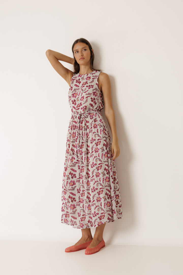 Raspberry Maxi Floral Dress | Indi & Cold