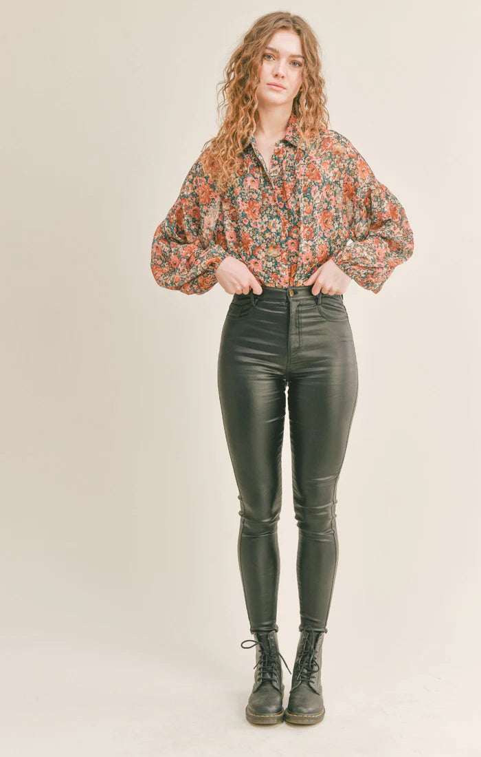 Vintage Academic Bodysuit - Green Floral | Sadie & Sage - Clearance