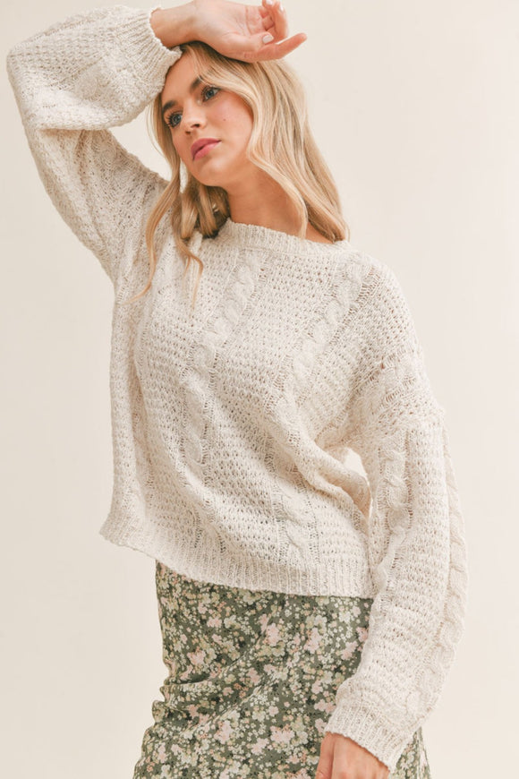 Vera Cable Knit Sweater - Cream | Sadie & Sage