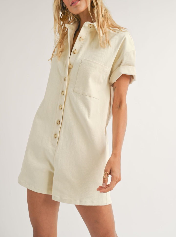 Lacy Stretch Denim Romper | Sadie & Sage - Clearance