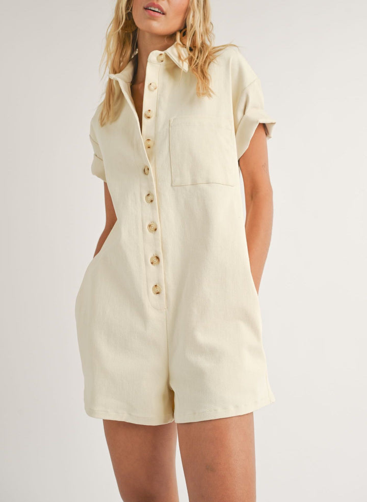 Lacy Stretch Denim Romper | Sadie & Sage - Clearance