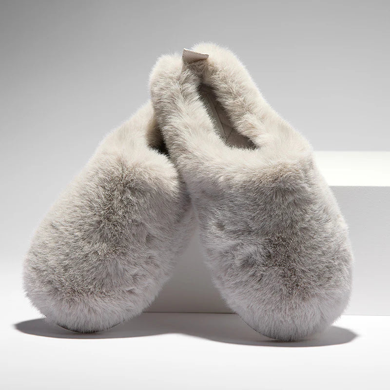 Ariana Luxury Faux Fur Mule Slipper - Trace Grey | Bedroom Athletics