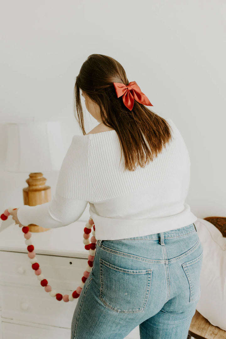 Red Matte Satin Bow Hair Clip | Barbays