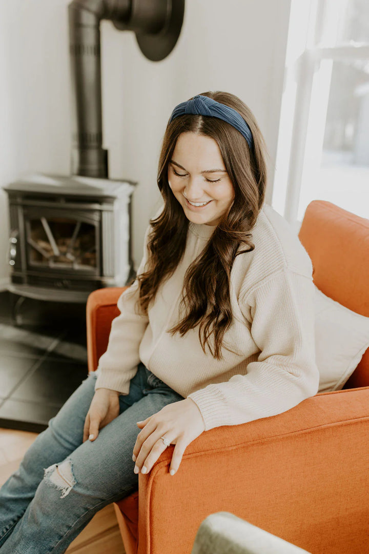 Soft Navy Rib Knit Headband | Barbays