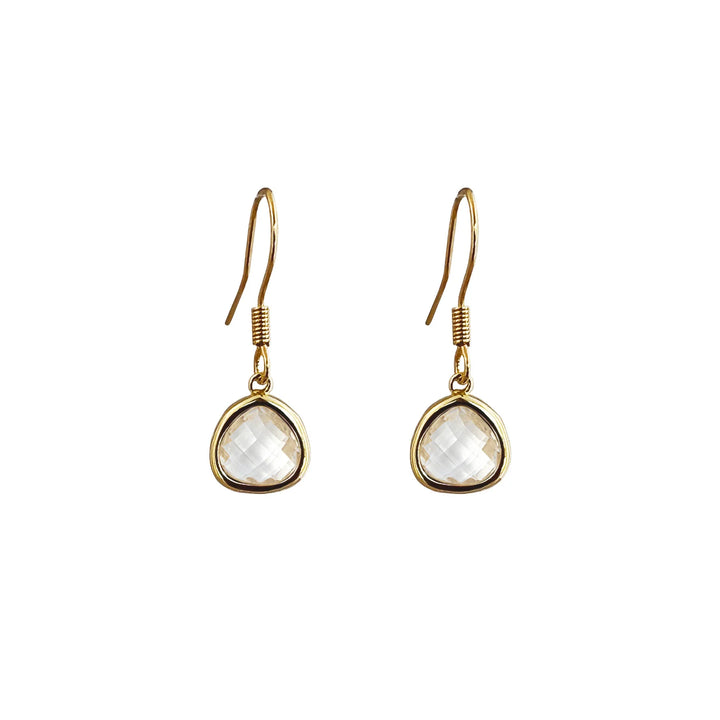 Crystal Drop Pendant Gold Earrings | Lost & Faune