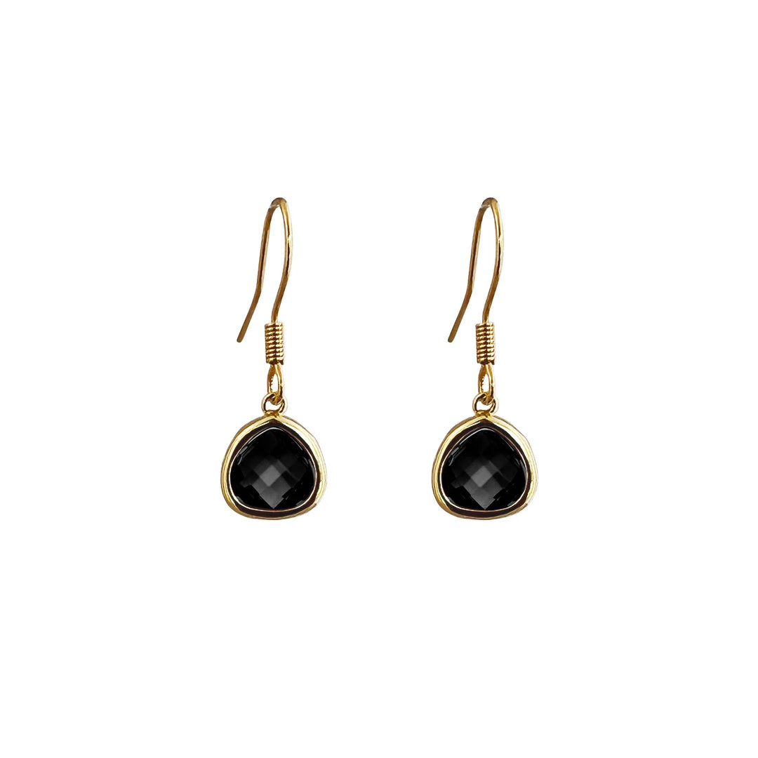 Black Drop Pendant Gold Earrings | Lost & Faune