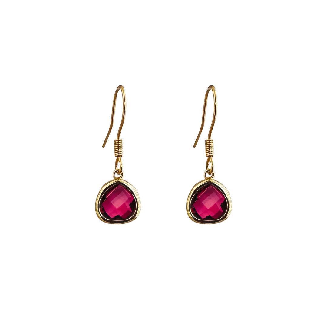 Red Drop Pendant Gold Earrings | Lost & Faune