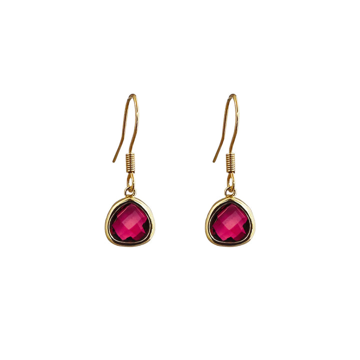 Red Drop Pendant Gold Earrings | Lost & Faune