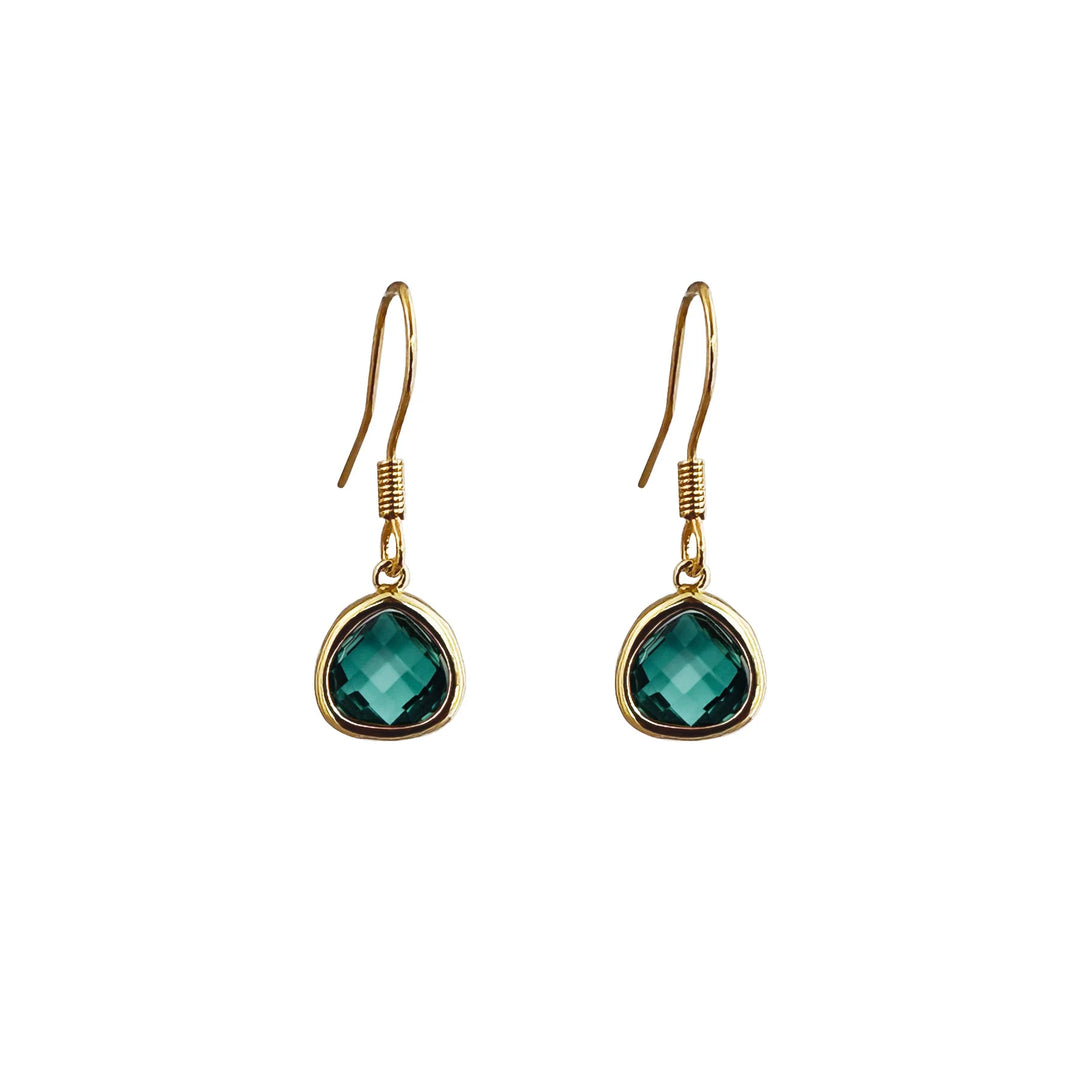 Green Drop Pendant Gold Earrings | Lost & Faune