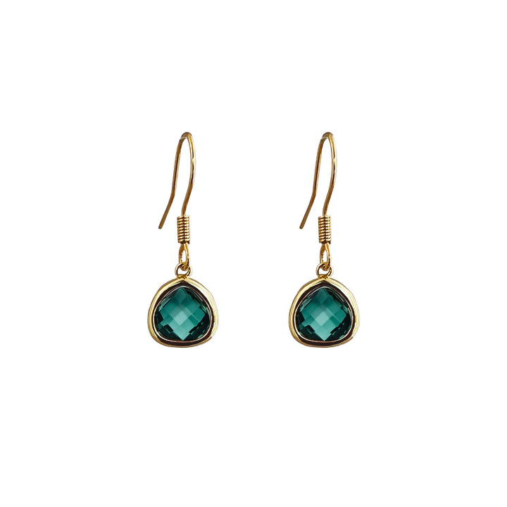 Green Drop Pendant Gold Earrings | Lost & Faune