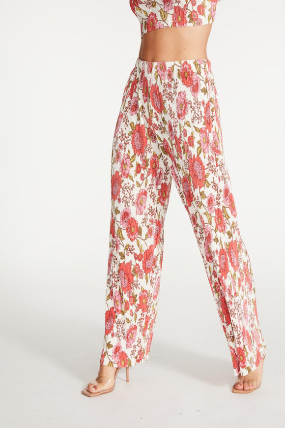 addy floral pant by Steve madden, BB Dakota. Jolie Folie Boutique. Summer wide leg pants