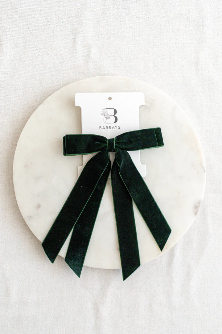 Windor Flat Velvet Bow in Emerald | Barbays