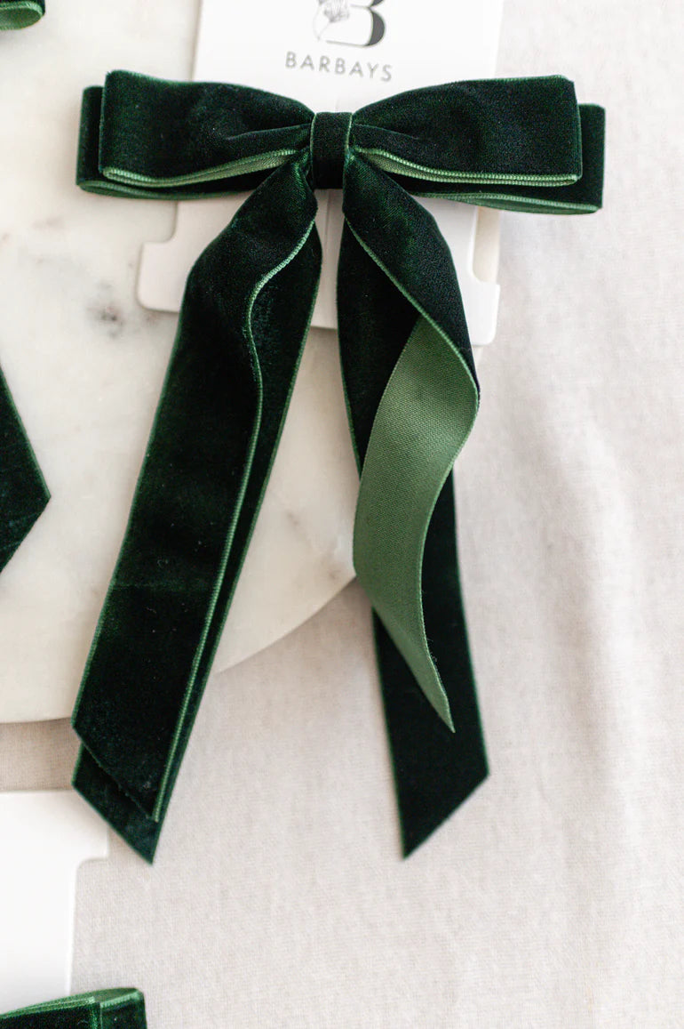 Windor Flat Velvet Bow in Emerald | Barbays