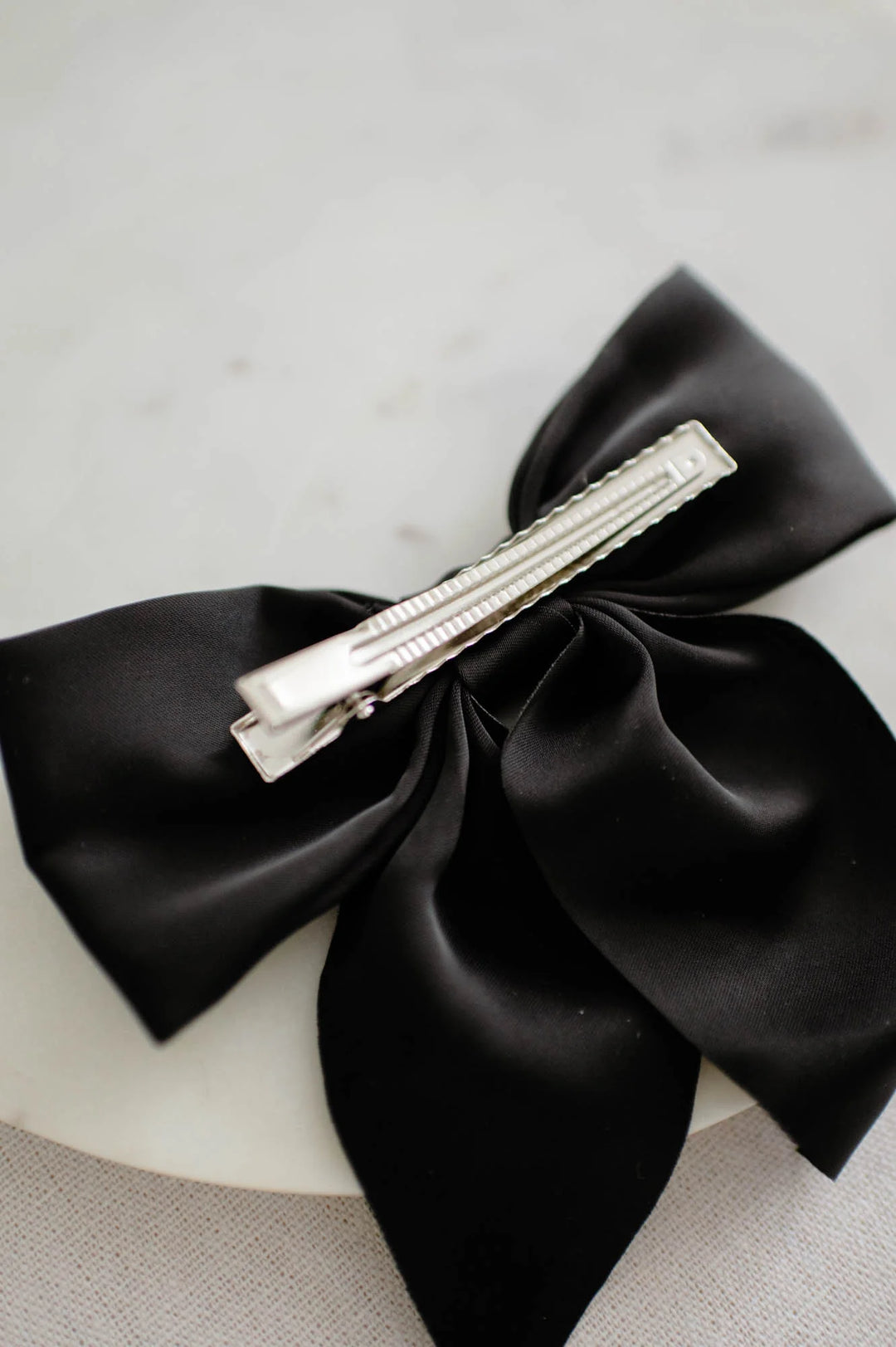 Black Matte Satin Bow Hair Clip | Barbays