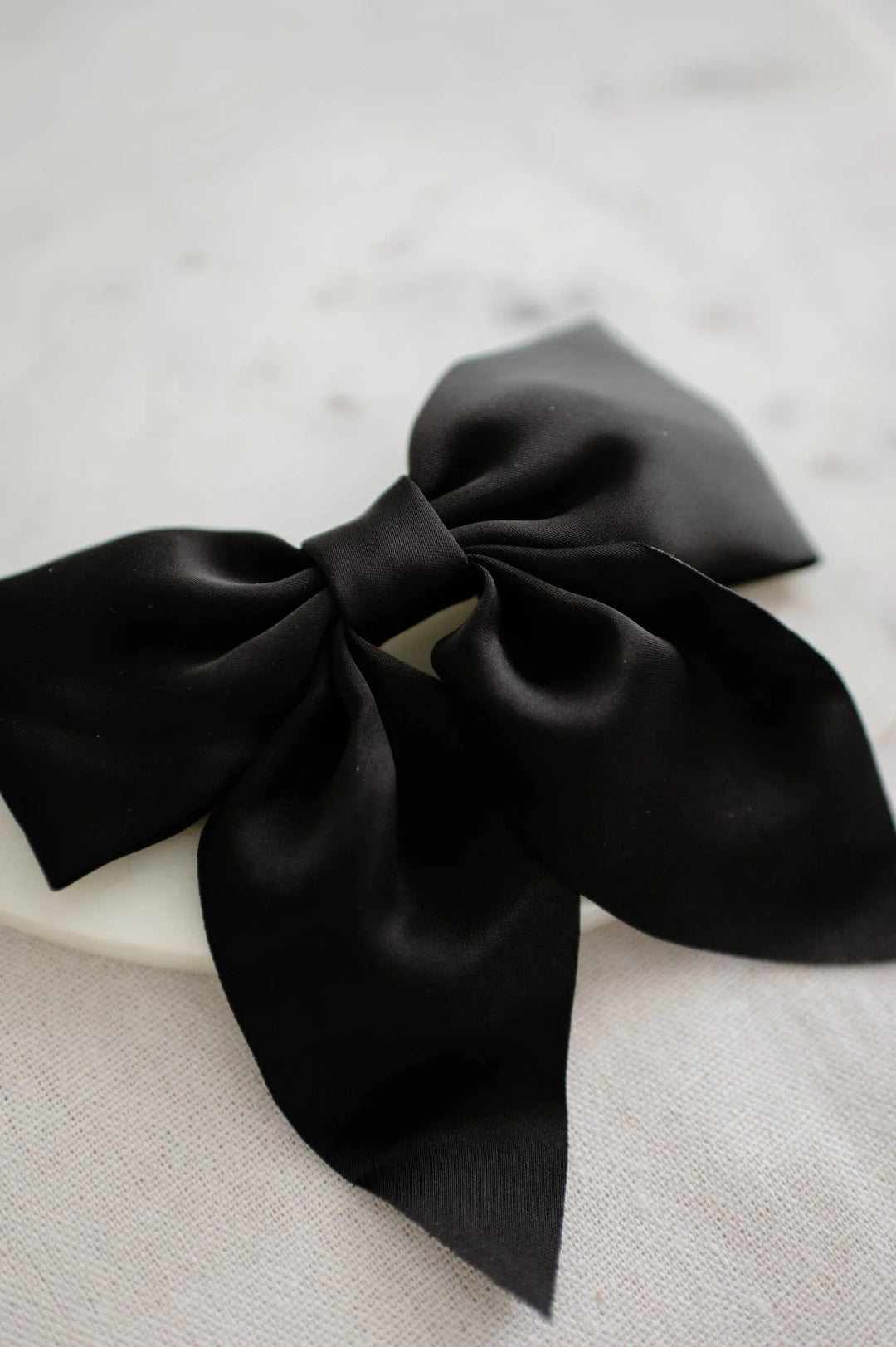 Black Matte Satin Bow Hair Clip | Barbays