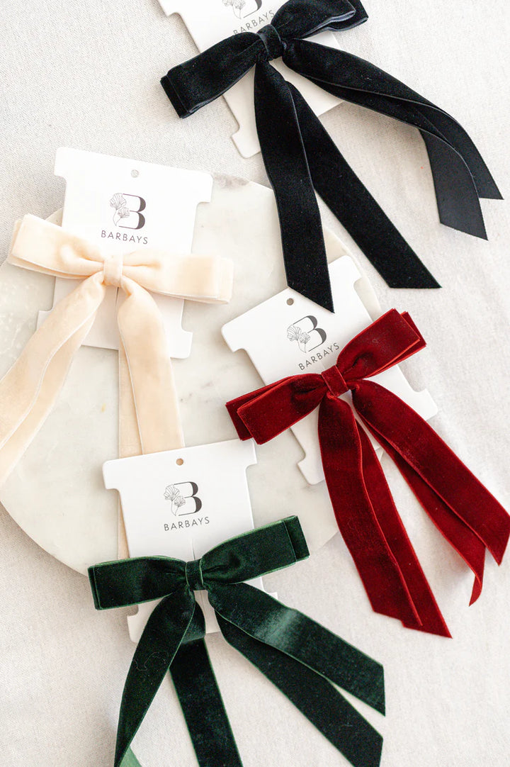 Windor Flat Velvet Bow in Cream | Barbays