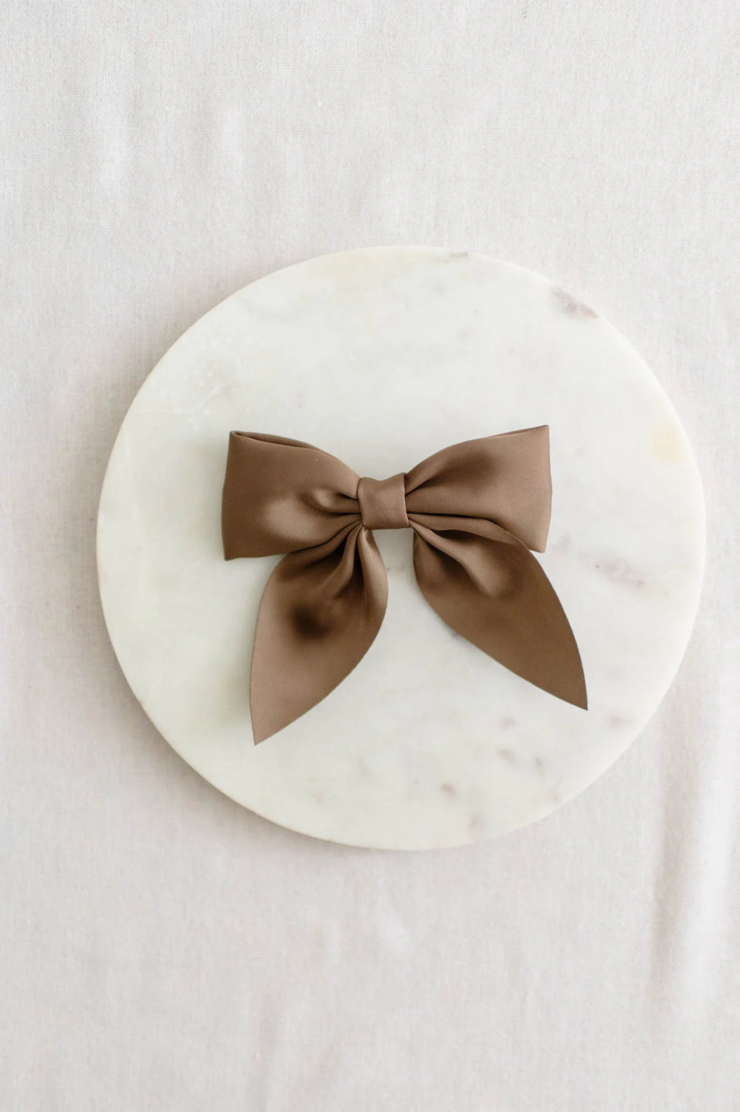 Taupe Matte Satin Bow Hair Clip | Barbays