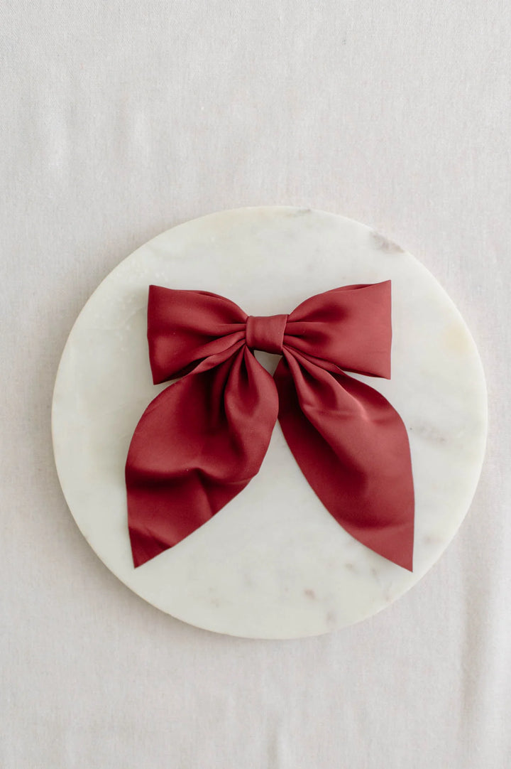 Red Matte Satin Bow Hair Clip | Barbays