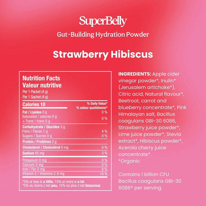 SuperBelly Strawberry Hibiscus Drink - Gut Health