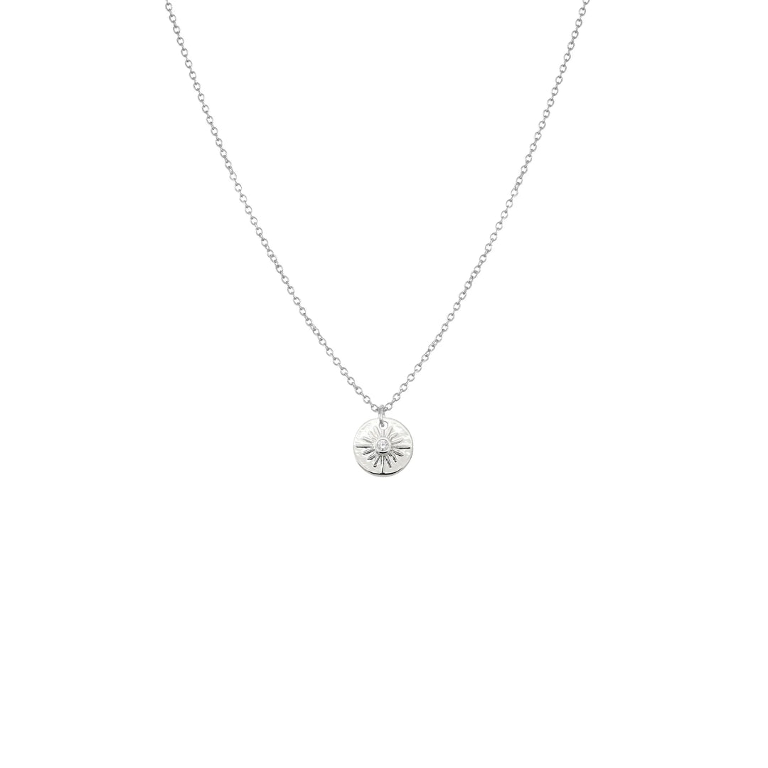 Small Silver Zircon Sun Necklace | Lost & Faune