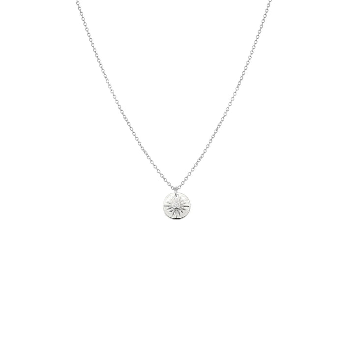 Small Silver Zircon Sun Necklace | Lost & Faune