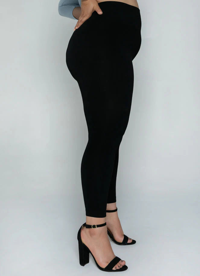 Bamboo 3/4 High Waist Leggings Plus - Black | C'est Moi