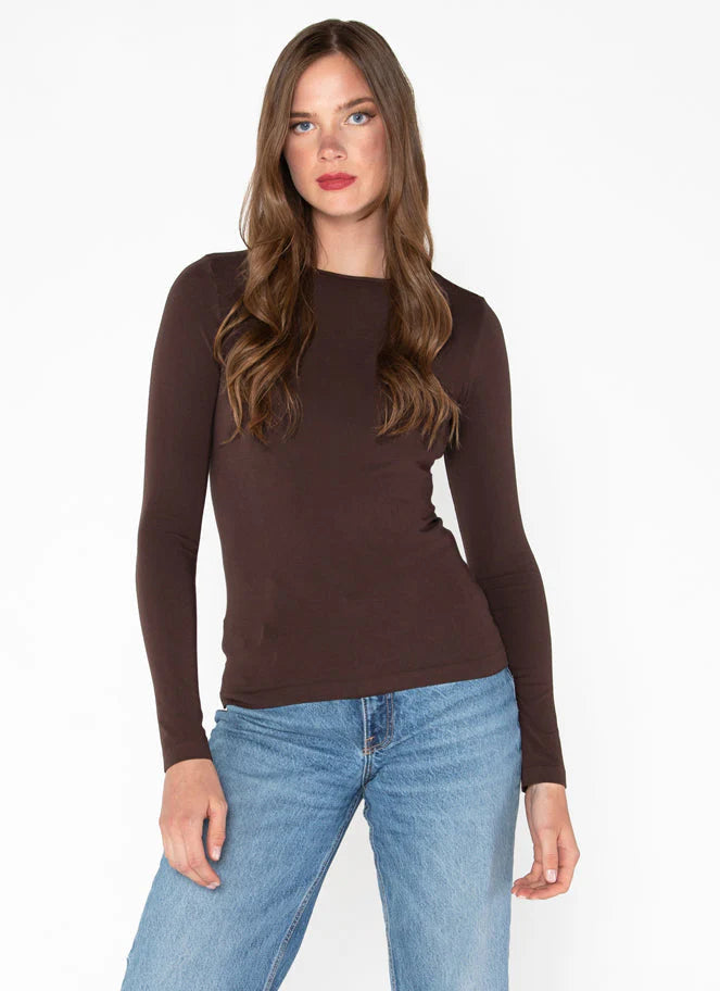 Bamboo Long Sleeve Top - Brown | C'est Moi