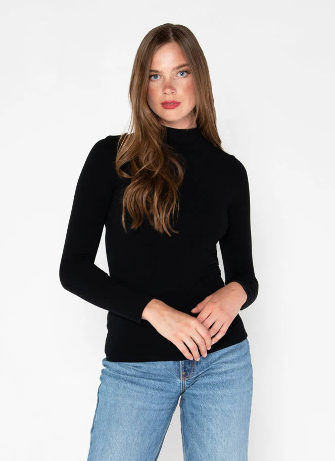 Bamboo Turtleneck Top - Black | C'est Moi