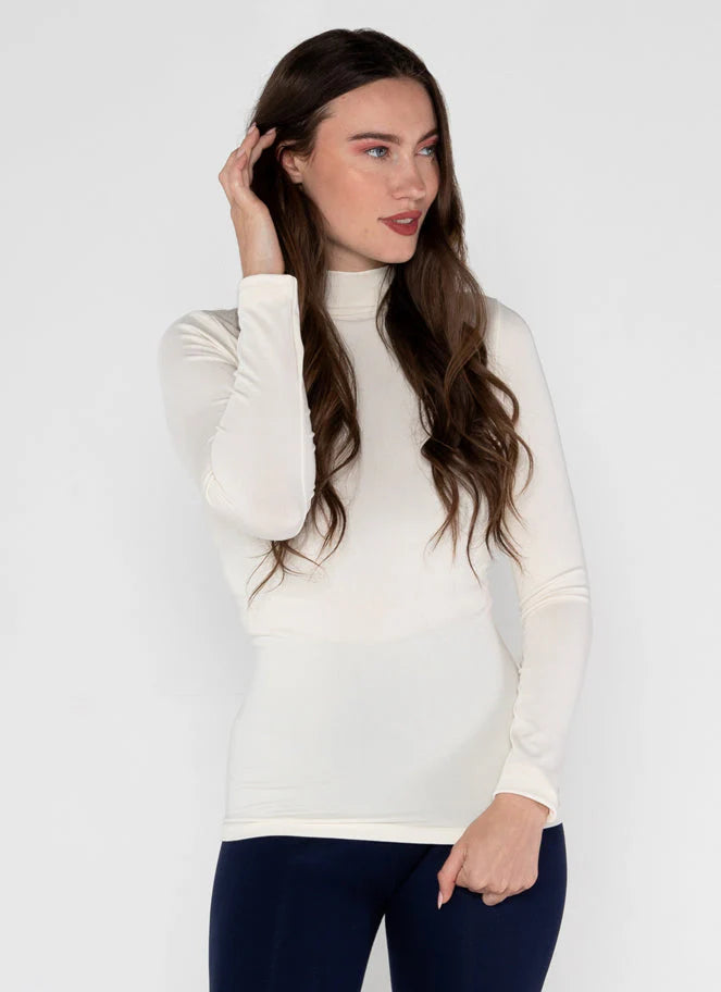 Bamboo Mock Neck Top - Ivory | C'est Moi