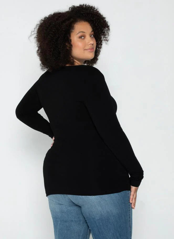 Bamboo Long Sleeve Top Plus - Black | C'est Moi