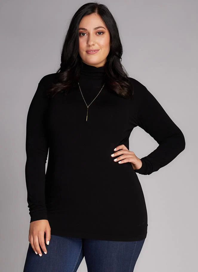 Bamboo Turtleneck Top Plus - Black | C'est Moi