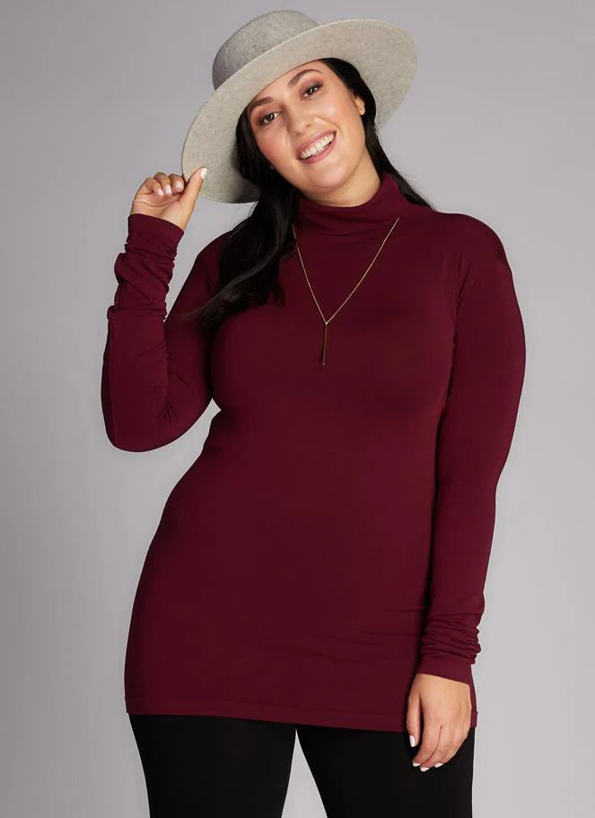 Bamboo Turtleneck Top Plus - Bordeaux | C'est Moi