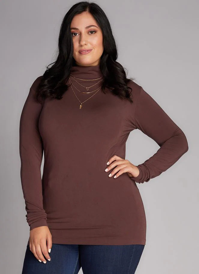 Bamboo Turtleneck Top Plus - Coffee | C'est Moi